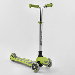 Самокат трехколесный Y-00436 (4) Best Scooter, САЛАТОВЫЙ, складной алюминиевый руль, 4 колеса PU со светом, d=12 см
