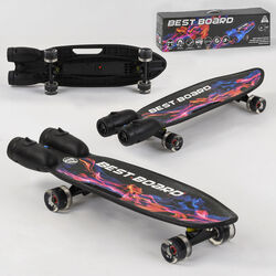 Скейтборд S-00501 Best Board (4) с музыкой и дымом, USB зарядка, аккумуляторные батарейки, колеса PU со светом 60х45мм 