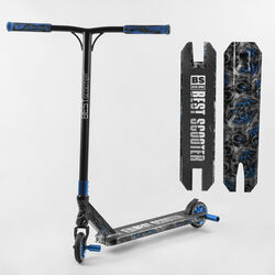 Самокат трюковый Best Scooter BS-77566 (4) HIC-система, ПЕГИ, алюминиевый диск и дека с ПРИНТОМ, колёса PU, d=110мм, ширина руля - 60 см, в коробке 
