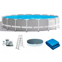 Intex Басейн каркасний 26732 NP (1) об`єм:24311л, розмір:549х122см, насос 220V: 5687 л/год, драбина, тент, підстилка
