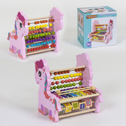 УЦЕНКА 2 Деревянная игра С 39240 (12) ксилофон, счеты, в коробке , ПОВРЕЖДЕНА УПАКОВКА