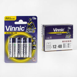 Батарейки "Vinnic" C 56892 (6) Alcaline, пальчикові, АА 1,5V, ЦІНА ЗА 48 ШТ. У БЛОЦІ