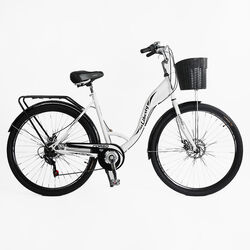 Велосипед міський Corso «Liberty» 28’’ дюймів LR-28014 (1) + КОШИK, сталева рама 20``, Shimano 7 швидкостей, корзина, багажник