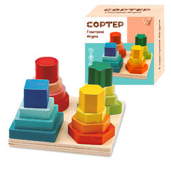 Дерев`яний геометричний сортер 36801 (36) "WToys", 12,5х12,5 см, в коробці