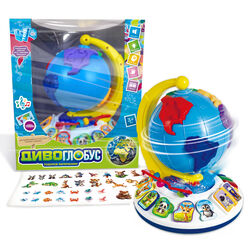 Диво-глобус 62609 (12) "WToys", ОЗВУЧУВАННЯ УКРАЇНСЬКОЮ МОВОЮ, 7 віршів, 7 пісень, 10 казок, ноти, цифри, сортер, підсвічування, в коробці