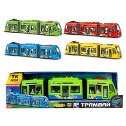 Трамвай 60147 (48/2) "TK Group", 4 кольори, ОЗВУЧ. УКР. МОВОЮ,пісні,віршики,звук транспорту, правила дорожнього руху,підсвіч., 1:16, в коробці, ВИДА