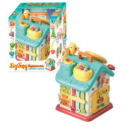 Будинок бізіборд 62638 (12) "WToys", ОЗВУЧУВАННЯ УКРАЇНСЬКОЮ МОВОЮ, 15 казок, 15 пісень, 10 скоромовок, кермо, застібки, “Нагодуй пташку”, в коробці