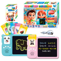 Картридер Всезнайко 94930 (24) "WToys", 2 кольори, ОЗВ.  УКР.  М., вбуд. акум., кол. LCD - дошка, діаг.- 8 д., стилус, 122 двост. к, 18 тем, в коробці