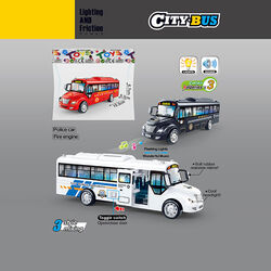Автобус 7733 (110) 3 кольори, звуки, підсвічування, інерція, гумові шини, на батарейках, відчиняються двері, в пакеті, ВИДАЄТЬСЯ ТІЛЬКИ МІКС ВИДІВ